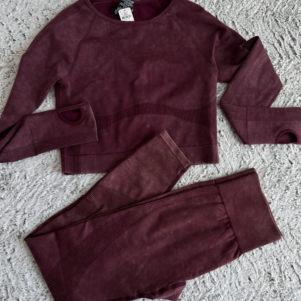 NWT! Pink by Victoria Secret Burgundy Long Sleeve Top and Leggings Set
